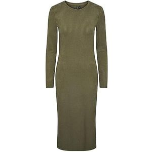 PIECES Dames PCKYLIE LS O-hals MIDI Dress NOOS jurk, Deep Lichen Green, XL