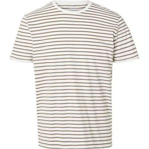SELETED HOMME Slhaspen Stripe Ss O-Neck Tee Noos T-shirt voor heren, Cloud Dancer/Stripes: morel, XL