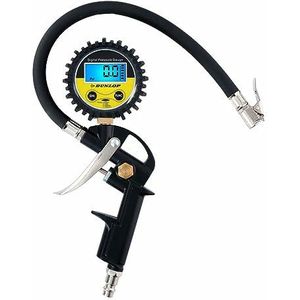 Dunlop Digitale manometer voor banden, meting PSI/BAR/KPA/KG – werkt op batterijen – 30 cm luchtslang – geschikt voor de meeste luchtcompressoren – auto, fiets, motorfiets en vrachtwagen – zwart
