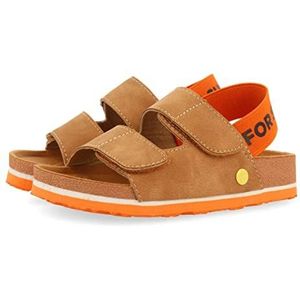 GIOSEPPO Teenslippers voor jongens met opschrift ""Courgis"" van biologisch leer met oranje details, leder, 35 EU