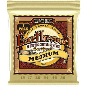 Ernie Ball Earthwood Medium 80/20 Bronzen Akoestische Gitaar Snaren 3-Pack - 13-56 Gauge