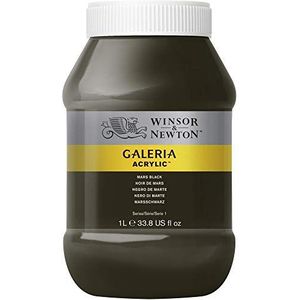 Winsor & Newton 2154386 Galeria acrylverf, hoge pigmentatie, lichtecht en verouderingsbestendig, romige vloeiende consistentie - 1 Liter Pot, Mars Black