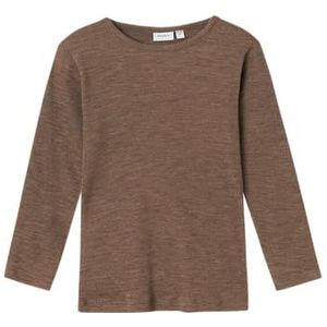 NAME IT Jongens Nmmwossa Wool/Silk Rib Ls Top Shirt met lange mouwen, bruin, 98 cm