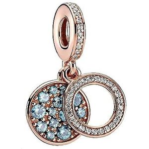 Charm hanger Pandora Rose dubbele schijf lichtblauw glanzend 789186C03 dames