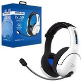 PDP Gaming LVL50 draadloze Headset met Mic for or PlayStation, PS4, PS5 - PC, laptopcomputer - Noise Cancelling microfoon, Bass Boost, Lichtgewicht, Soft Comfort Over Ear Headphones - wit