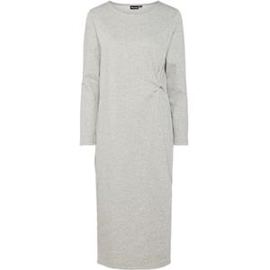 PIECES Pcsinori Ls Knot Dress Strik, lichtgrijs gemêleerd, M dames, Lichtgrijs chinees, M