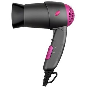 Wintem Haardroger 1200 W met 2 instelbare snelheden en concentrator voor nauwkeurige kapsels, glad, krullend of golvend – compact en licht met haarbeschermingstechnologie – roze en zwart 21 x 76 x 12