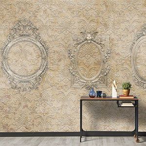 wall81 fresco' S Frames behang, cellulose en textiel milieuvriendelijk, beige, maat S-cm 285 x 300 H