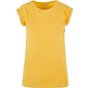 Build your Brand Dames T-Shirt Dames Extended Shoulder Tee, lang gesneden T-shirt voor vrouwen, katoen, Dimyellow, S