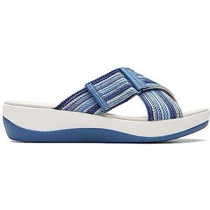 Clarks Arla Wave Slide Sandaal voor dames, Blauwe Combi, 37 EU