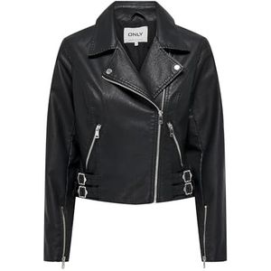 ONLY Onlalba Faux Leather Biker Cc OTW Leren jas voor dames, zwart, L