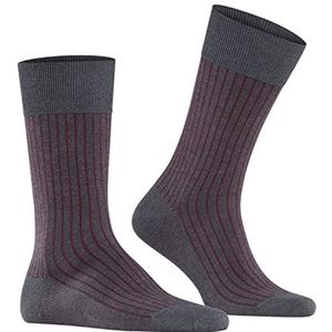 FALKE Heren Sokken Oxford Stripe M SO Katoen Dun gedessineerd 1 Paar, Grijs (Anthracite Melange 3096), 47-48