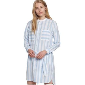 Seidensticker Damesjurk – licht getailleerde, gestreepte jurk met borstzakken – lange mouwen – katoen