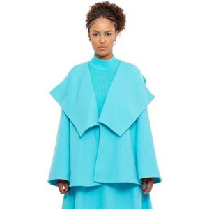 CHAOUICHE Stermantel wol, turquoise, maat XX-Large voor dames, Turkoois Blauw, XXL