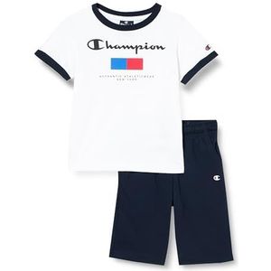 Champion Legacy Graphic Shop B - New York Crewneck T-shirt en shorts compleet, wit/marineblauw, 13-14 jaar kinderen en jongeren SS24, wit/marineblauw, 13-14 Jaar