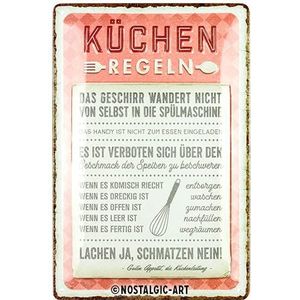 Nostalgic-Art Retro metalen bord, 20 x 30 cm, keukenregels, cadeau-idee voor de keuken, van metaal, vintage design met spreuk