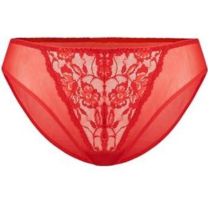 Teyli Damesslip van kant - transparante mesh slipjes voor dames - damesondergoed - damespanty's rood XS