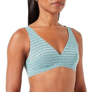 Emporio Armani Dames Bralette All Over Logo Mesh Bra, Arctic, XS