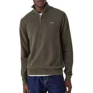 GANT Heren Cotton Pique Halfzip Pullover Juniper Green, Standaard, Juniper Green., M