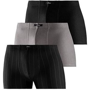 s.Oliver RED LABEL Bodywear LM s.Oliv 3X boxershort voor heren, grijs/zwart, passend (verpakking van 3), grijs/zwart, XXL