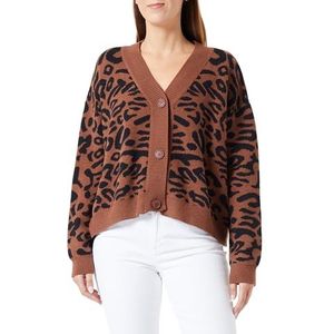 LEOMIA Dames Cardigan 10410581-LE02, bruin zwart, M/L, bruin/zwart, M/L