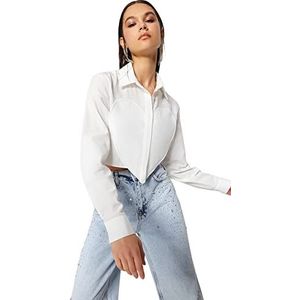 Trendyol Recht dameshemd met lange mouwen, ecru, 34