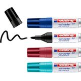 edding 0.5 mini permanent marker - zwart, blauw, turkoois, rood - 4 pennen - fijne ronde punt 1 mm - watervast, sneldrogend - veegvast - mini marker voor karton, kunststof, hout, metaal