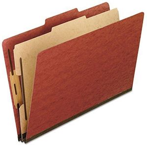 Pendaflex Classification Folders, Standaard, 1 Divider, Embedded Fasteners, 2/5 Cut Tab Letter rood