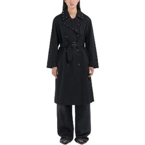 Replay Dames trenchcoat waterdicht katoen, 098 Black, M