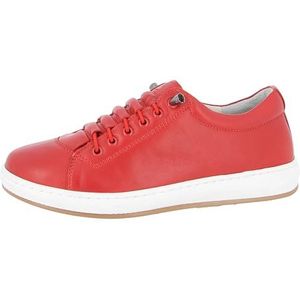 Sneaker - Rood - Leer - Vetersluiting - Normale Wijdte