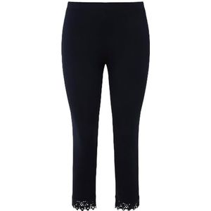 Ulla Popken Dames grote maten plus size 7/8 leggings, zoomkant, biologisch katoen marine 42+ 747979132-42+, Donkerblauw, 32W x 32L