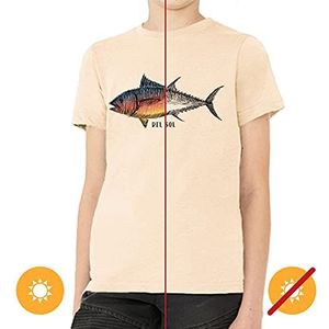 Del Sol Youth Boys Crew Tee - Big Fish, Natural T-Shirt - Veranderingen van zwart naar levendige kleuren in de zon - 100% gekamd, ringgesponnen katoen, Relaxed Fit, Fine Jersey - Maat YM