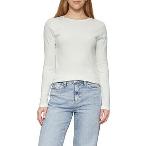 QS Slim fit shirt met lange mouwen met ajourpatroon, ecru, S