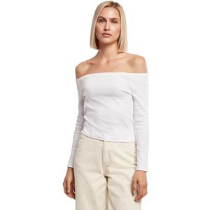 Urban Classics Dames Off Shoulder Rib Longsleeve T-Shirt, wit, 5XL