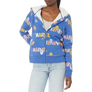 Amazon Essentials Disney | Marvel | Star Wars | Princess Dames Capuchontrui, fleece, sherpavoering, volledige ritssluiting, Marvel multi vrede, M