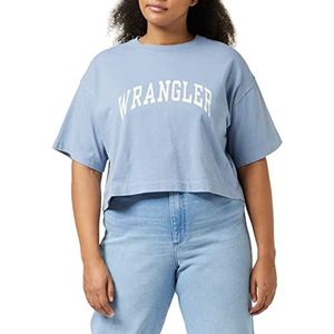 Wrangler Dames Boxy Tee Shirt, Stone WASH Blue, X-Small