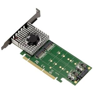 KALEA-INFORMATIQUE - 16x Dubbelzijdige PCIe 3.0 Controllerkaart - Voor 4 M.2 NVMe M Key SSD's - Met Geforceerde Ventilatie