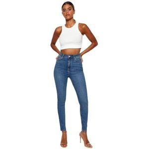 Trendyol Vrouwen hoge taille skinny fit skinny jeans, blauw,38, Blauw, 36