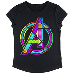 Marvel Avengers Classic - Halftone Pop A Women's Rolled-sleeve Black L