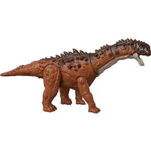 Mattel Jurassic World Dominion Daverende Actie Ampelosaurus dinosaurusfiguur met bewegingen en geluid, speelgoed met fysieke en digitale speelmogelijkheden HDX50