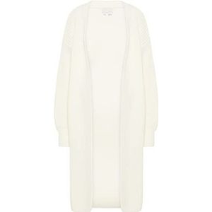 LEOMIA Gebreide lange cardigan voor dames, 25825306-LE02, wit, XL/XXL, wit, XL/XXL