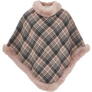 IMALA Dames geruite cape pullover sweater, roze/zwart, One Size