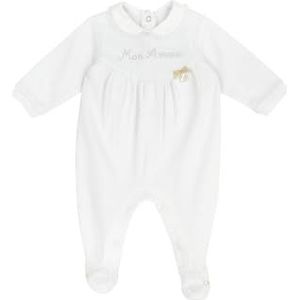 Chicco Katoenen romper met voet, pyjama voor jongens en meisjes, Wit, 12 Maanden