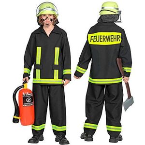 Widmann - Brandweerkostuum voor kinderen, carnavalskostuum, uniform met reflectoren