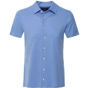 Hackett London Heren KATOEN/Linnen Jersey SS Shirt, Blauw, S, Blauw, S