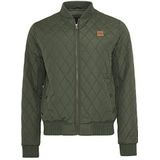 Urban Classics Herenjas Diamond Quilt Nylon Jacket, gewatteerde bomberjack voor mannen in vele kleuren verkrijgbaar, maten S - 5XL, olijfgroen, S