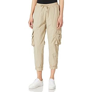 Urban Classics Dames broek dames hoge taille crinkle nylon cargo-broek voor vrouwen met opgestikte zakken in vele kleuren, maten XS - 5XL, Concrete, XL