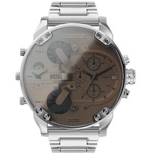 Diesel Heren Analoge Quartz Horloge Met Roestvrij Stalen Band DZ7482, Zilver, armband