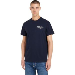 Tommy Jeans Heren Slim Esstnl Graphic Tee Ext S/S T-Shirts, Blauw, L, Dark Night Navy, L