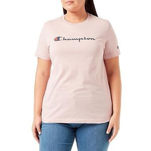 Champion Legacy American Classics W-Light Cotton Jersey S-s Regular Crewneck T-shirt voor dames, Roze., S